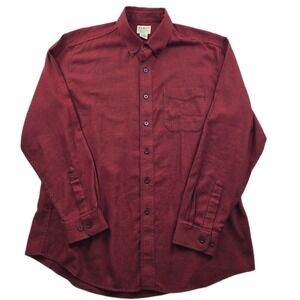 L.L. Bean Soft Cotton Shirt Mens Large Red Black Houndstooth Traditional Fit